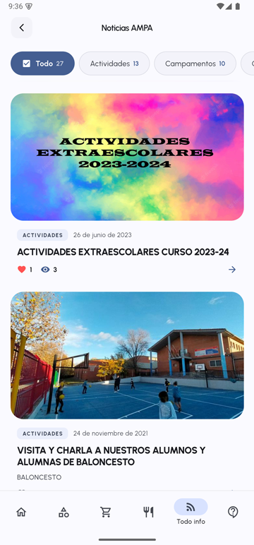 Pantallazo App - Inicio Familias