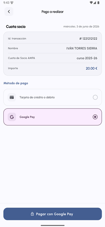 Pantallazo App - Pagos Integrados